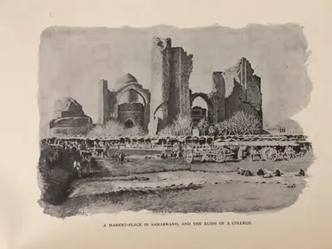 A MARKET-PLACE IN SAMARKAND, AND THE RUINS OF A COLLEGE.
