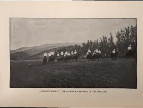 FANTASTIC RIDING AT THE SUMMER ENCAMPMENT OF THE COSSACKS.