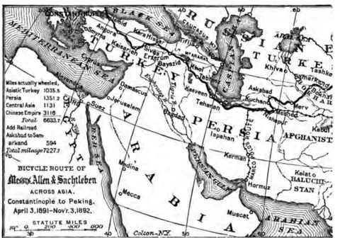 BICYCLE ROUTE OF Messrs. Allen & Sachtleben ACROSS ASIA. Constantinople to Peking. April 3, 1891-Nov. 3, 1892. STATUT…