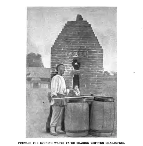 FURNACE FOR BURNING WASTE PAPER BEARING WRITTEN CHARACTERS