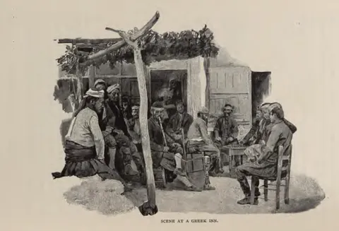 SCENE AT A GREEK INN.