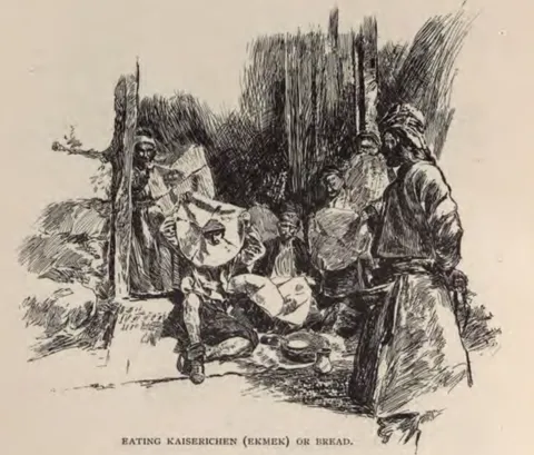 EATING KAISERICHEN (EKMEK) OR BREAD.
