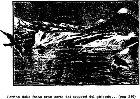 Perfino delle foche eran sorte dai crepacci del ghiaccio... (pag. 216)