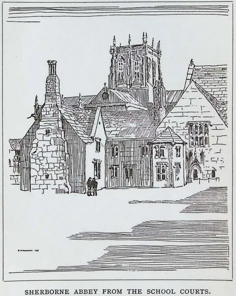 Sherborne Abbey from the School Courts