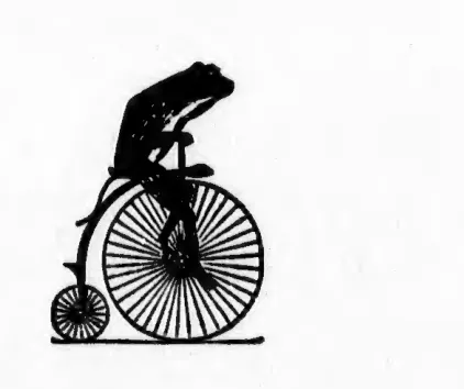Frog riding a penny-farthing