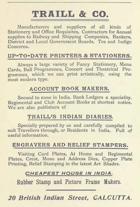 Traill & Co.…Printers and Stationers