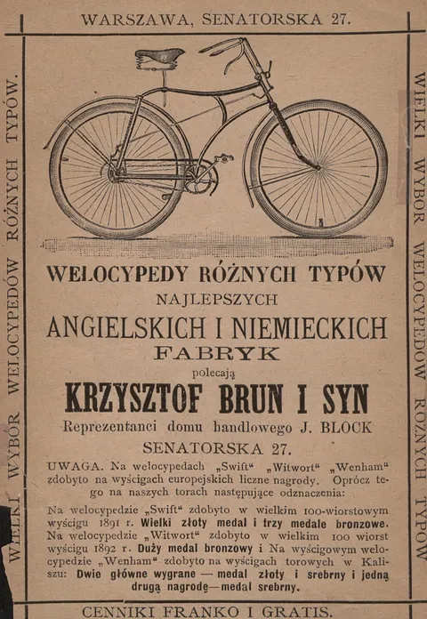Welocypedy różnych typów najlepszych angielskich i niemieckich fabryk