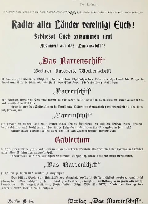 „Das Narrenschiff“, Berliner illustrierte Wochenschrift