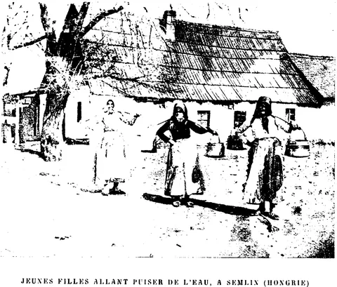 Jeunes filles allant puiser de l'eau, à Semlin (Hongrie)