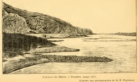 Falaises du Rhône à Donzère (page 321). (D’après une photographie de M. P. Peyrouze.)