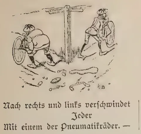 Nach rechts und links verschwindet Jeder mit einem der Pneumatikräder. …