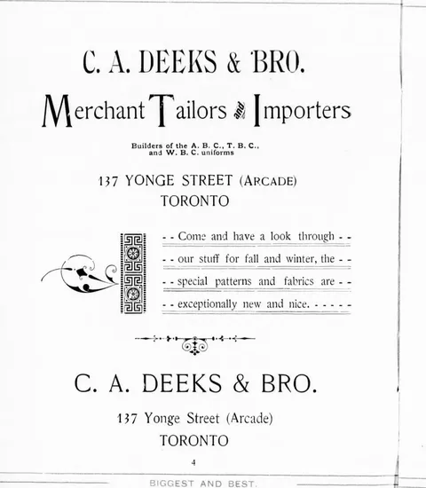 C. A. Deeks & Bro., Merchant Tailors