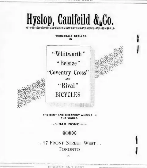 Hyslop, Caulfeild & Co., wholesale bicycle dealers