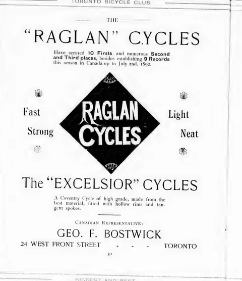 Raglan and Excelsior Cycles, Geo. F. Bostwick