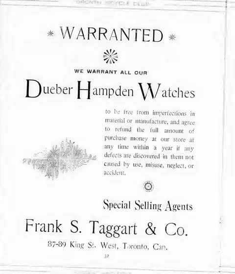 Dueber Hampden Watches, Frank S. Taggart & Co.