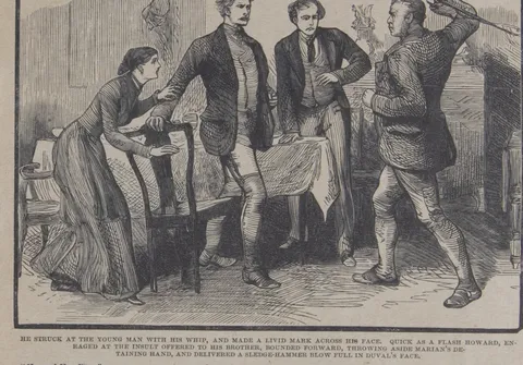 He struck at the young man with his whip