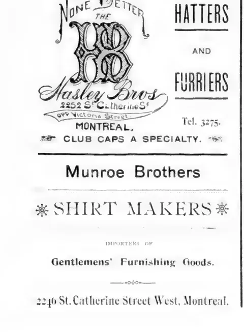 None Better Hats and Furriers, Munroe Brothers Shirts