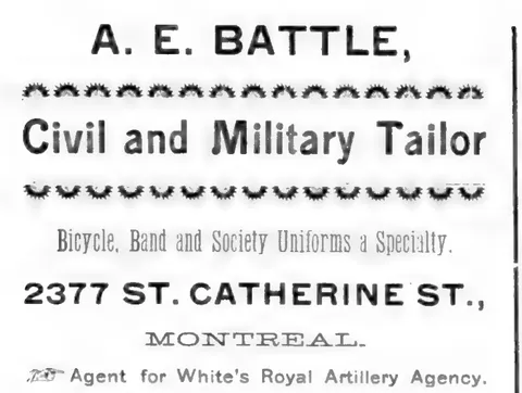 A. E. Battle, Civil and Military Tailor advertisement