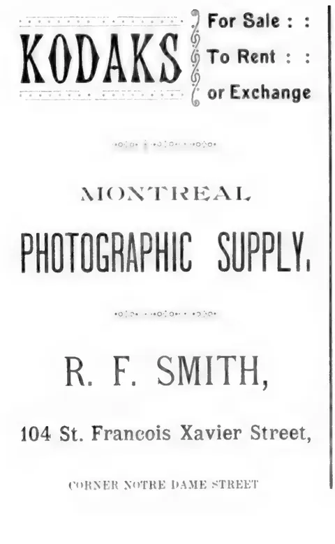 Kodaks and Photographic Supplies by R. F. Smith