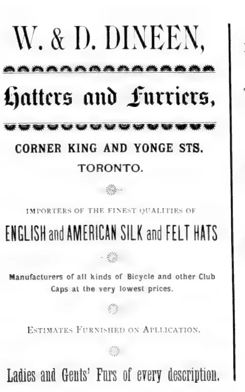 W. & D. Dineen, Hatters and Furriers advertisement