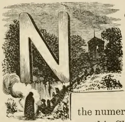 Chapter III drop cap N with mountain scene