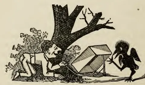 Mythical scene with tree and figures