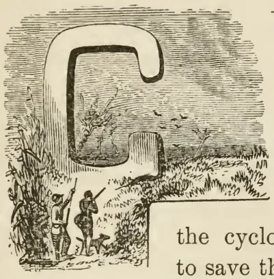 Chapter VII drop cap C with tornado vignette