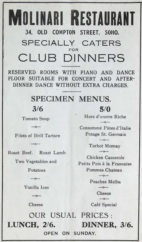 Molinari Restaurant, Old Compton Street
