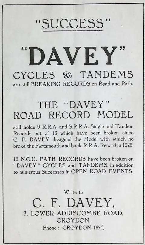 Davey Cycles and Tandems - Road Record Model