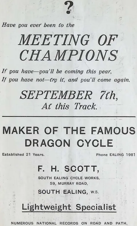 F. H. Scott, Dragon Cycle maker, South Ealing