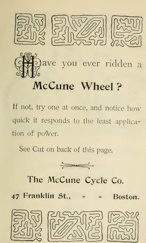 The McCune Cycle Co. - Have You Ever Ridden a McCune Wheel?