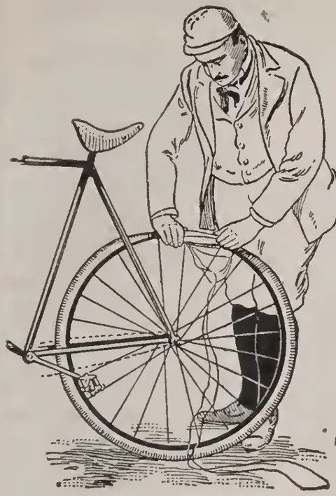 Lacing a Tire Cover with a Canvas Strip.