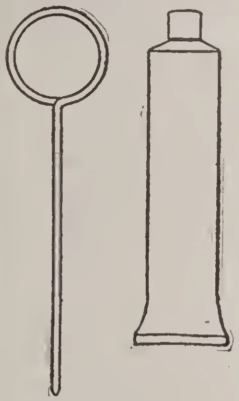 Puncture Repair Tools: Loop Probe, Cement Tube and Brush.