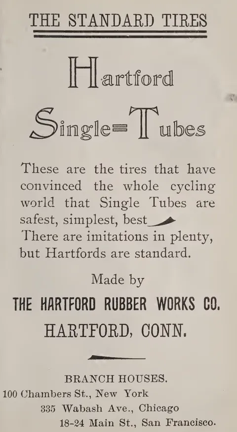 Hartford Single-Tube Tires Advertisement.