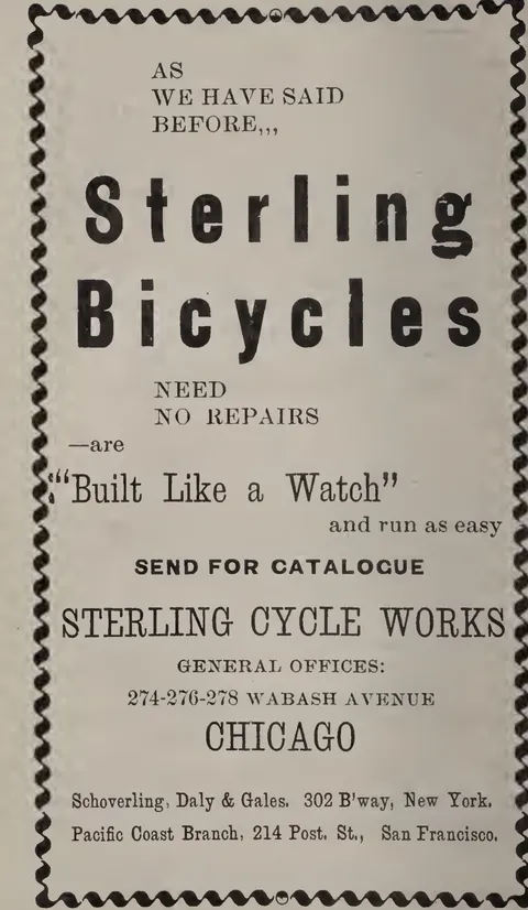 Sterling Bicycles Advertisement.