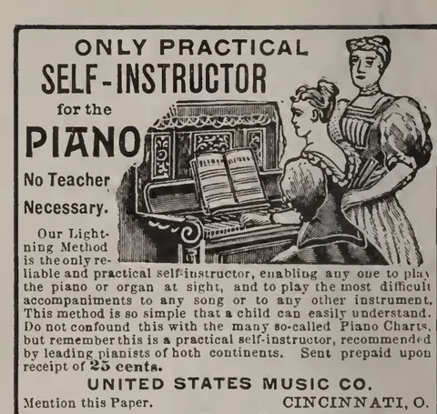 United States Music Co. Piano Self-Instructor Advertisement.