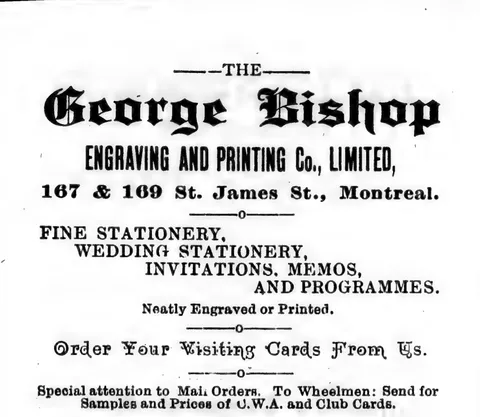 GEORGE BISHOP ENGRAVING