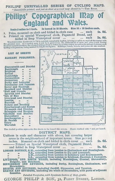 Phillips' Copographical Map with list of sheets