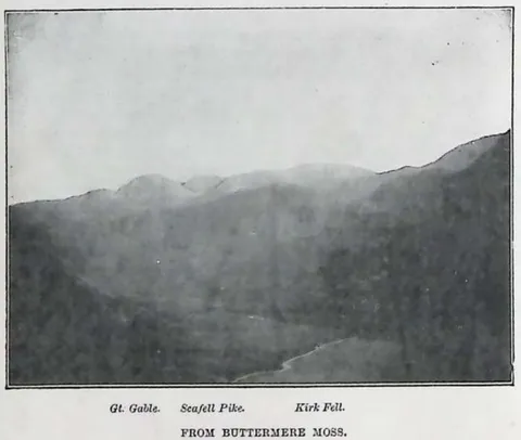Great Gable, Scafell Pike, Kirk Fell from Buttermere Moss