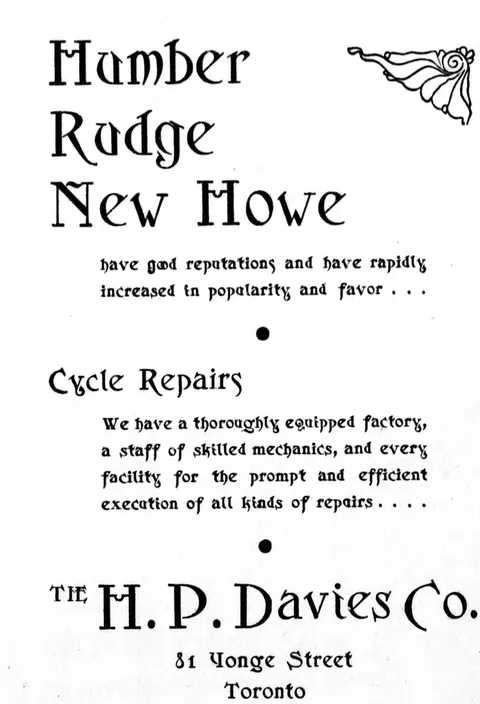 Humber, Rudge, New Howe advertisement