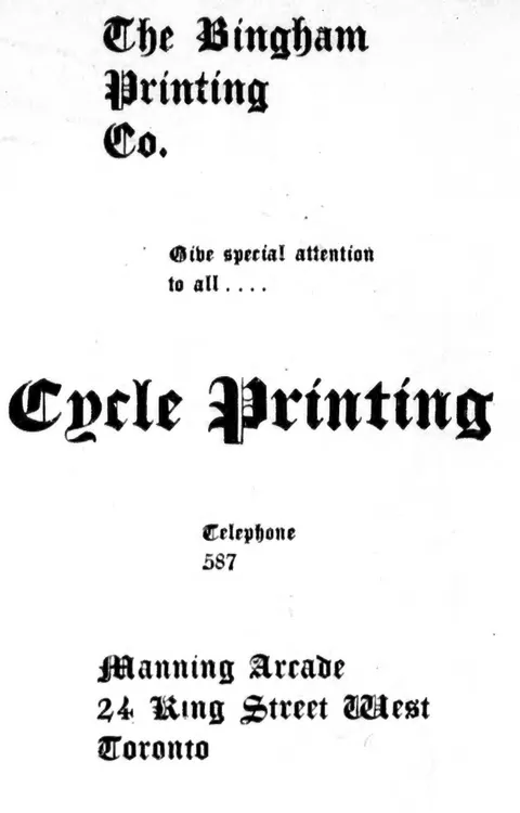 Bingham Printing Co. advertisement
