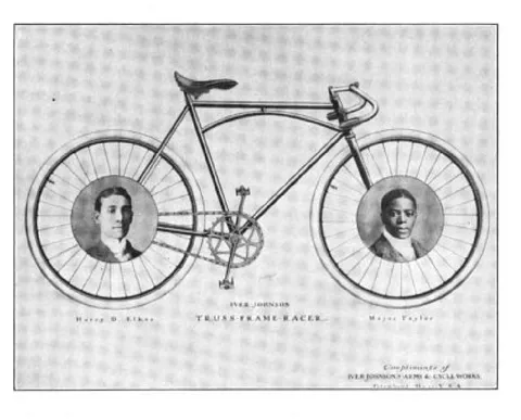 Iver Johnson Truss Frame Racer, with Harry D. Elkes and Major Taylor