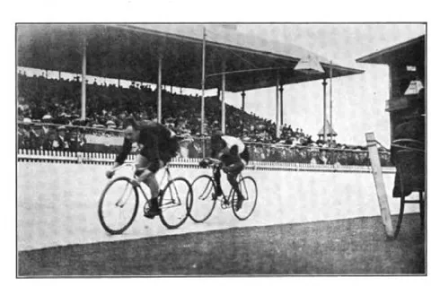 Final of One-mile International Match, with Gudgeon leading on the Bell-lap