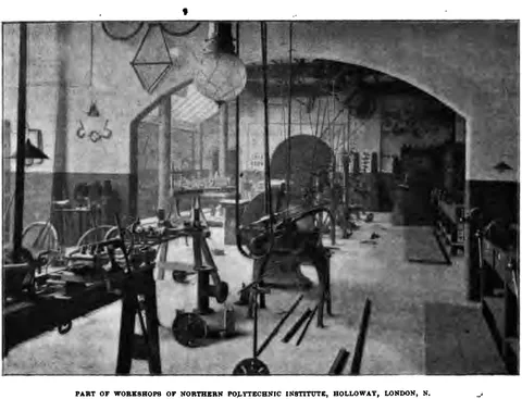 Part of Workshops of Northern Polytechnic Institute, Holloway, London, N.