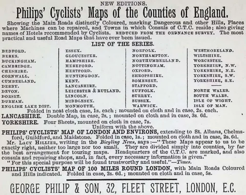 Philips' Cyclists' Maps of the Counties of England