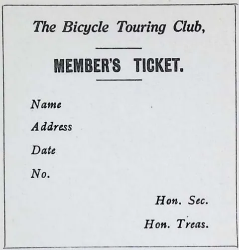 The Bicycle Touring Club, Member's Ticket.