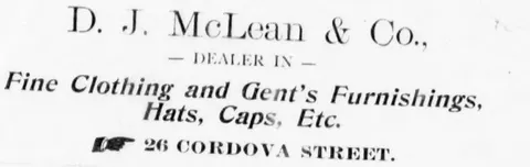 D. J. McLean & Co., Fine Clothing and Gent's Furnishings
