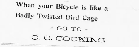 C. C. Cocking, bicycle repair notice