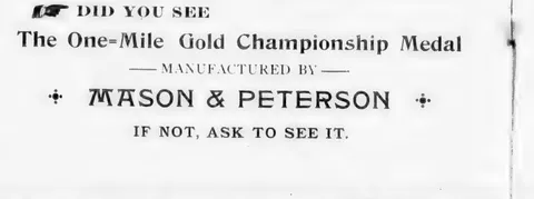 Mason & Peterson, One-Mile Gold Championship Medal
