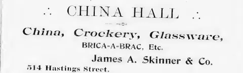 China Hall, James A. Skinner & Co.